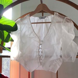 Sheer white blouse. Size: Eur 34